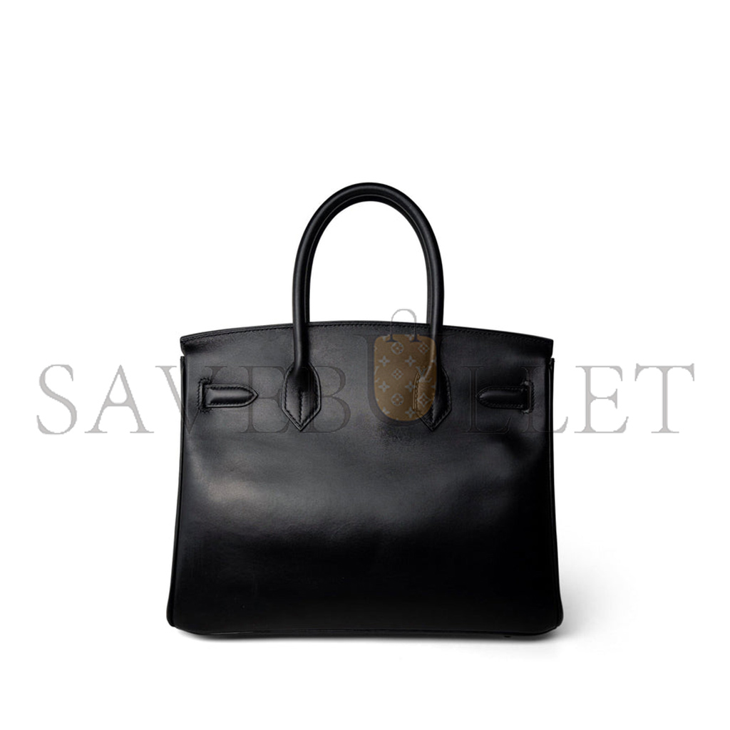 HERMES MASTER BIRKIN 30 BOX LEATHER BLACK GOLD BUCKLE H029281CK62 (30*23*15cm)